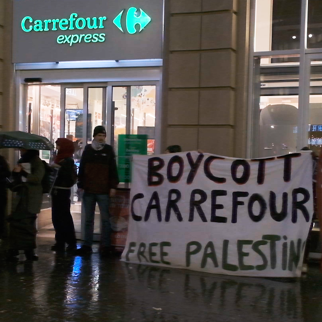 Action appelant au boycott de Carrefour #FreePalestine